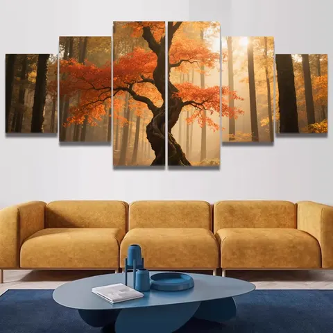 植物 五联 装饰画 现代简约 客厅背景墙挂画