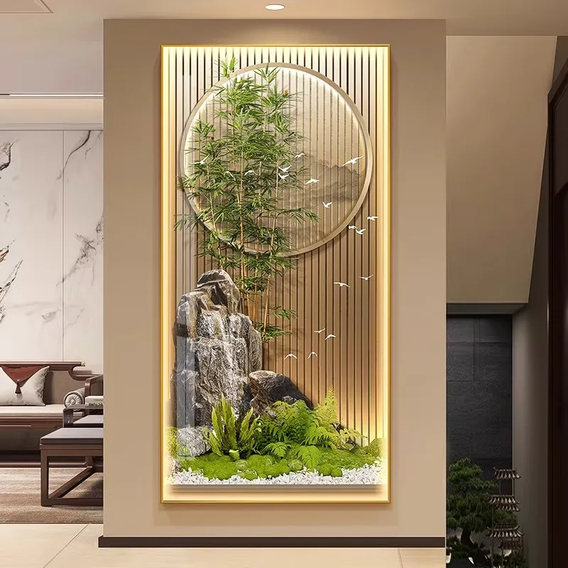 山水 单幅 装饰画 现代简约 玄关背景墙挂画 LED带灯画