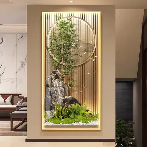 山水 单幅 装饰画 现代简约 玄关背景墙挂画 LED带灯画