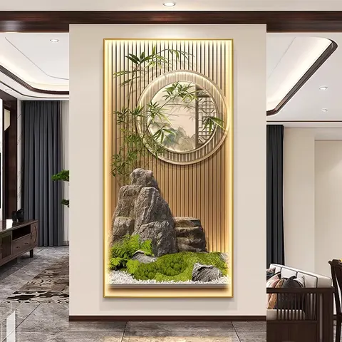 山水 单幅 装饰画 现代简约 玄关背景墙挂画 LED带灯画