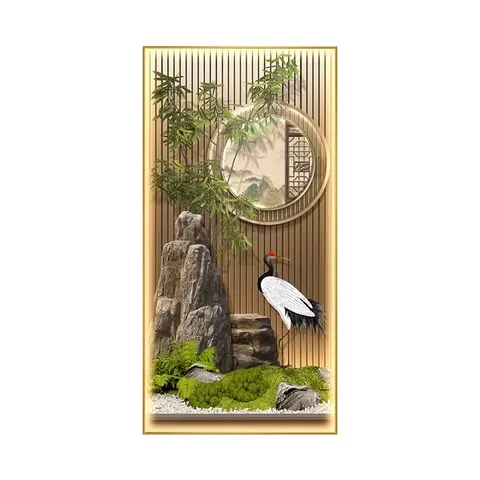 山水 单幅 装饰画 现代简约 玄关背景墙挂画 LED带灯画