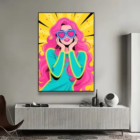 人物 单幅 装饰画 现代简约 酒店背景墙挂画 霓虹灯画