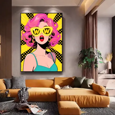人物 单幅 装饰画 现代简约 酒店背景墙挂画 霓虹灯画