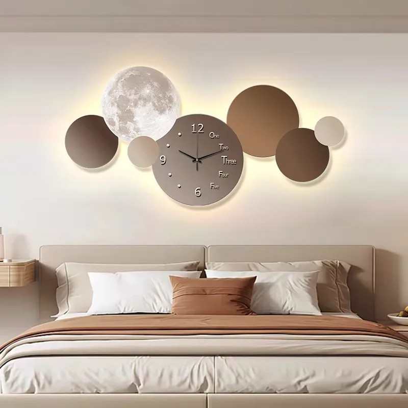 日月星辰 单幅 装饰画 现代简约 卧室背景墙挂画 LED带灯画