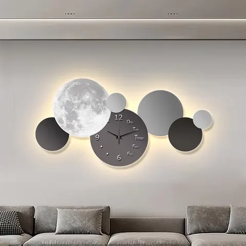 日月星辰 单幅 装饰画 现代简约 卧室背景墙挂画 LED带灯画