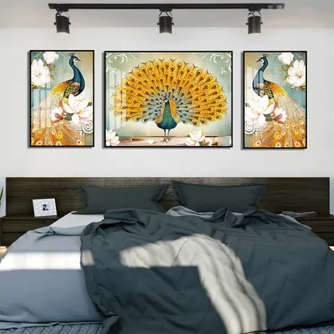 孔雀 单幅 装饰画 现代简约 客厅背景墙挂画 晶瓷画