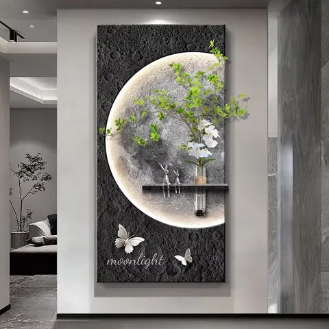 抽象 单幅 装饰画 现代简约 玄关背景墙挂画 LED带灯画
