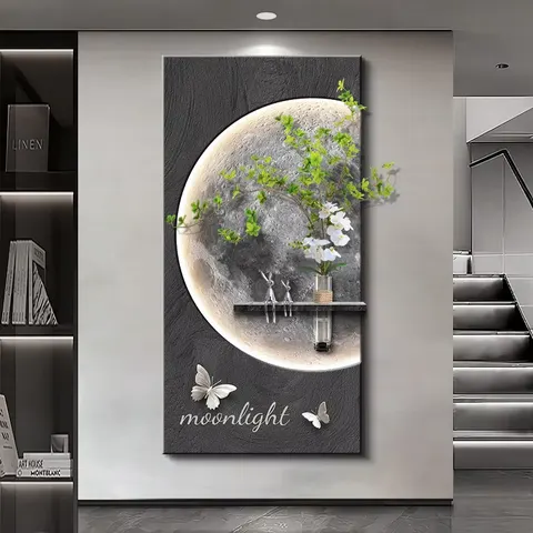 抽象 单幅 装饰画 现代简约 玄关背景墙挂画 LED带灯画