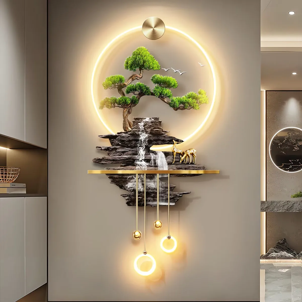 抽象 单幅 装饰画 现代简约 玄关背景墙挂画 LED带灯画