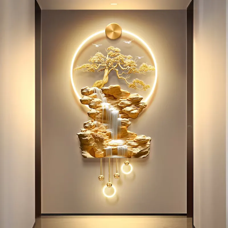 抽象 单幅 装饰画 现代简约 玄关背景墙挂画 LED带灯画
