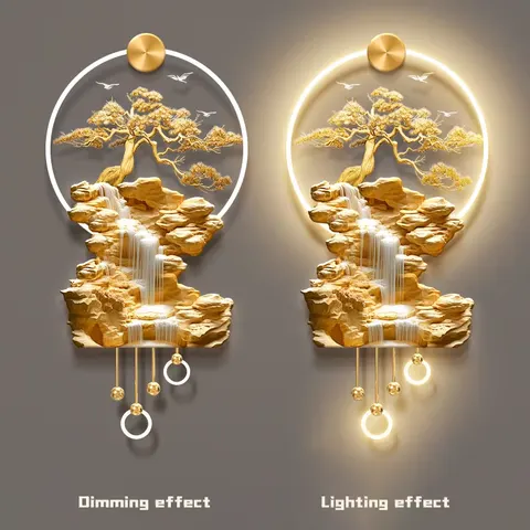 抽象 单幅 装饰画 现代简约 玄关背景墙挂画 LED带灯画
