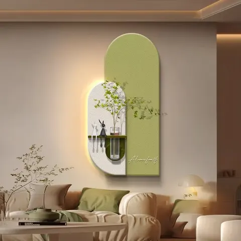 植物 单幅 装饰画 现代简约 玄关背景墙挂画 LED带灯画