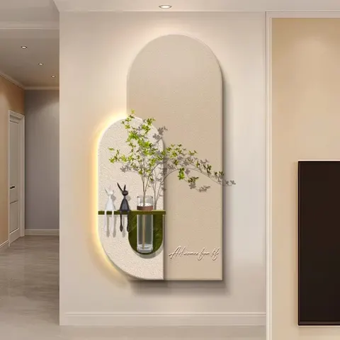 植物 单幅 装饰画 现代简约 玄关背景墙挂画 LED带灯画