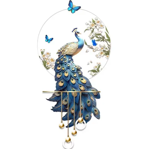 孔雀 单幅 装饰画 现代简约 客厅背景墙挂画 LED带灯画