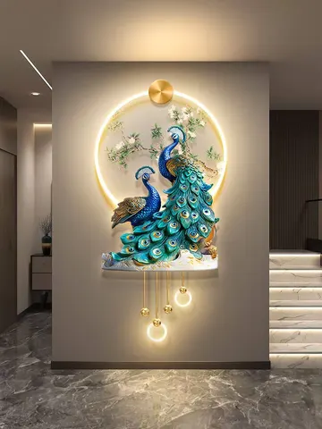 孔雀 单幅 装饰画 现代简约 客厅背景墙挂画 晶瓷画