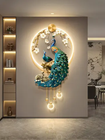 孔雀 单幅 装饰画 现代简约 客厅背景墙挂画 晶瓷画