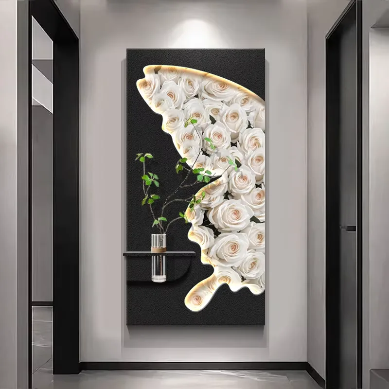植物 单幅 装饰画 现代简约 玄关背景墙挂画 LED带灯画