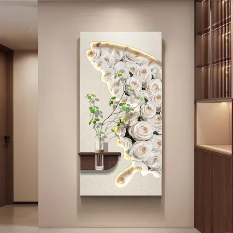 植物 单幅 装饰画 现代简约 玄关背景墙挂画 LED带灯画