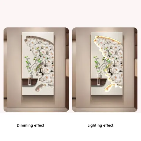 植物 单幅 装饰画 现代简约 玄关背景墙挂画 LED带灯画
