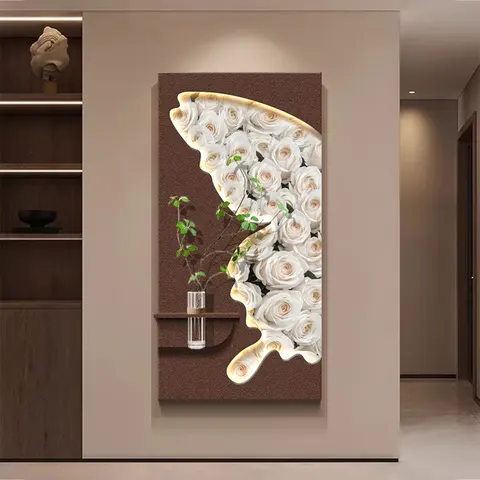 植物 单幅 装饰画 现代简约 玄关背景墙挂画 LED带灯画