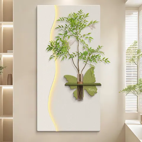植物 单幅 装饰画 现代简约 玄关背景墙挂画 LED带灯画
