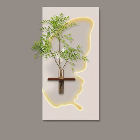 植物 单幅 装饰画 现代简约 玄关背景墙挂画 LED带灯画