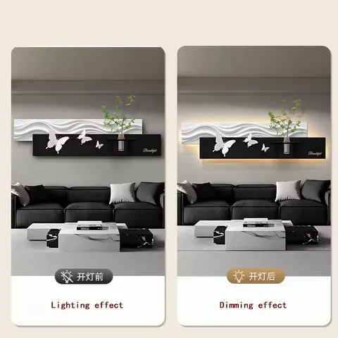 植物 单幅 装饰画 现代简约 客厅背景墙挂画 LED带灯画