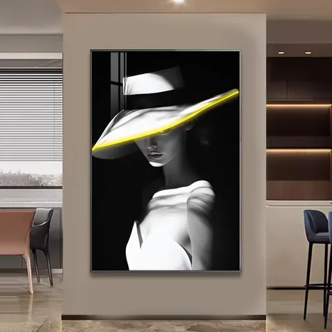 抽象 单幅 装饰画 现代简约 玄关背景墙挂画 LED带灯画