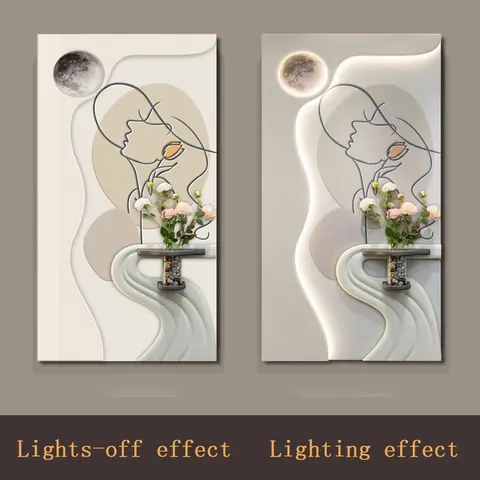 植物 单幅 装饰画 现代简约 客厅背景墙挂画 LED带灯画
