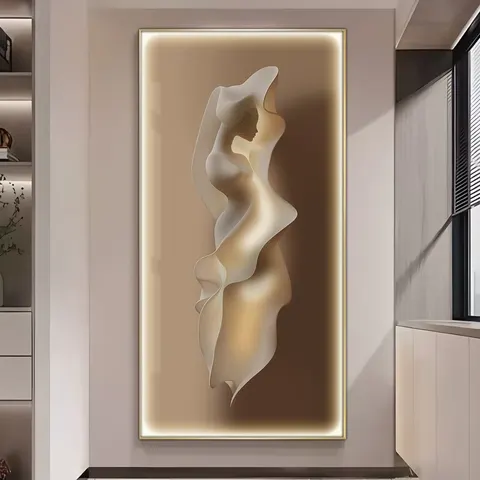 抽象 单幅 装饰画 现代简约 玄关背景墙挂画 LED带灯画