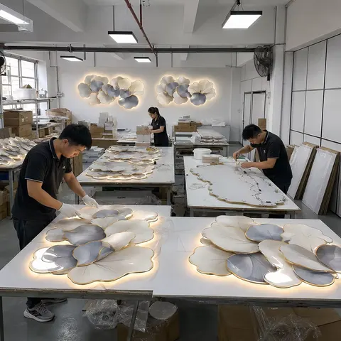 山水 单幅 装饰画 现代简约 客厅背景墙挂画 LED带灯画