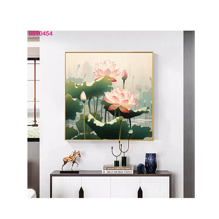 荷花 单幅 装饰画 现代简约 客厅背景墙挂画 晶瓷画