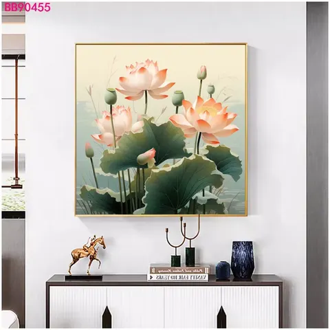 荷花 单幅 装饰画 现代简约 客厅背景墙挂画 晶瓷画