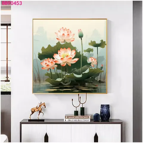 荷花 单幅 装饰画 现代简约 客厅背景墙挂画 晶瓷画