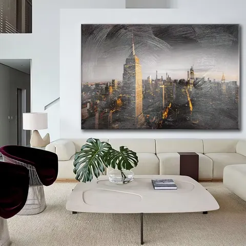 城市 单幅 装饰画 现代简约 客厅背景墙挂画