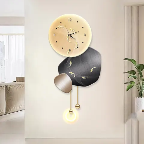 挂钟组合 单幅 装饰画 现代简约 客厅背景墙挂画 LED带灯画