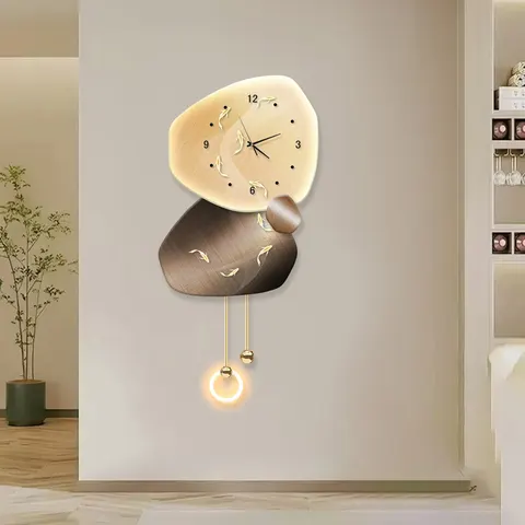 挂钟组合 单幅 装饰画 现代简约 客厅背景墙挂画 LED带灯画