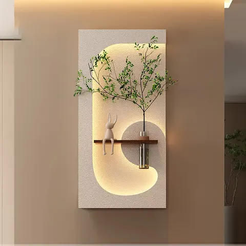 繁花 单幅 装饰画 现代简约 玄关背景墙挂画 LED带灯画