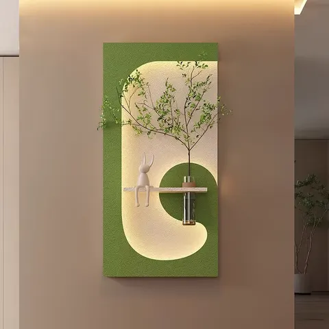 繁花 单幅 装饰画 现代简约 玄关背景墙挂画 LED带灯画