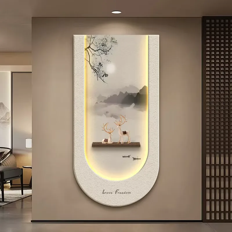 抽象 单幅 装饰画 现代简约 玄关背景墙挂画 LED带灯画