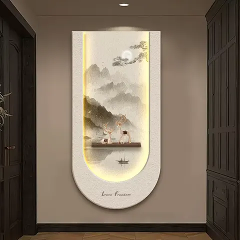 抽象 单幅 装饰画 现代简约 玄关背景墙挂画 LED带灯画