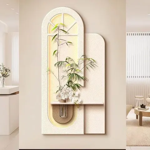 植物 单幅 装饰画 现代简约 玄关背景墙挂画 LED带灯画