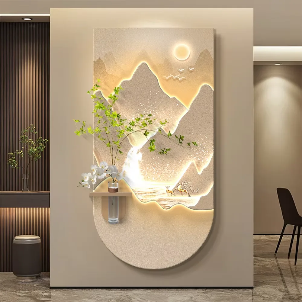 抽象 单幅 装饰画 现代简约 玄关背景墙挂画 LED带灯画