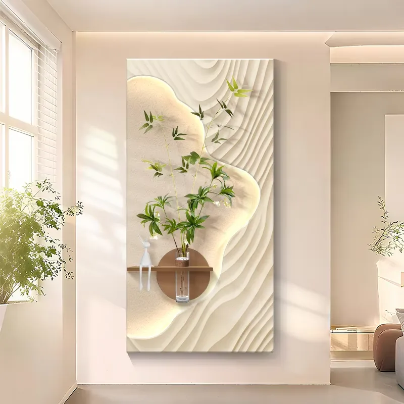 植物 单幅 装饰画 现代简约 玄关背景墙挂画 砂岩浮雕