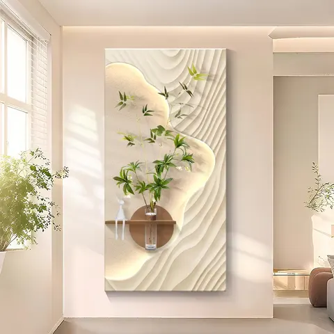 植物 单幅 装饰画 现代简约 玄关背景墙挂画 砂岩浮雕