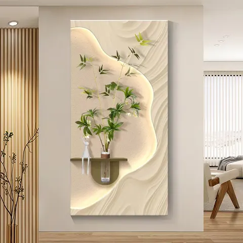植物 单幅 装饰画 现代简约 玄关背景墙挂画 砂岩浮雕