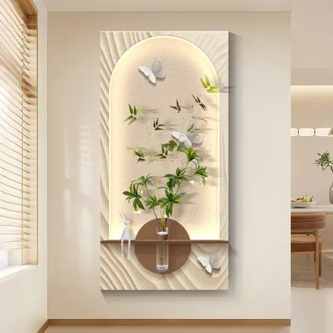 植物 单幅 装饰画 现代简约 玄关背景墙挂画 砂岩浮雕