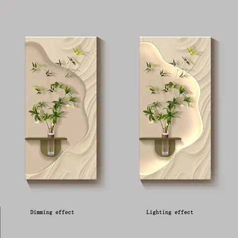 植物 单幅 装饰画 现代简约 玄关背景墙挂画 砂岩浮雕