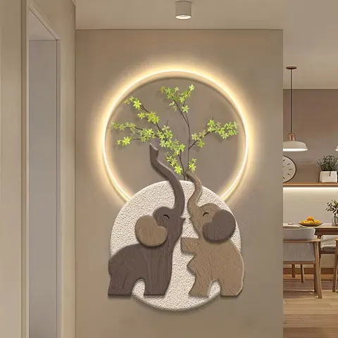 动物 单幅 装饰画 奶油风 客厅背景墙挂画 LED带灯画