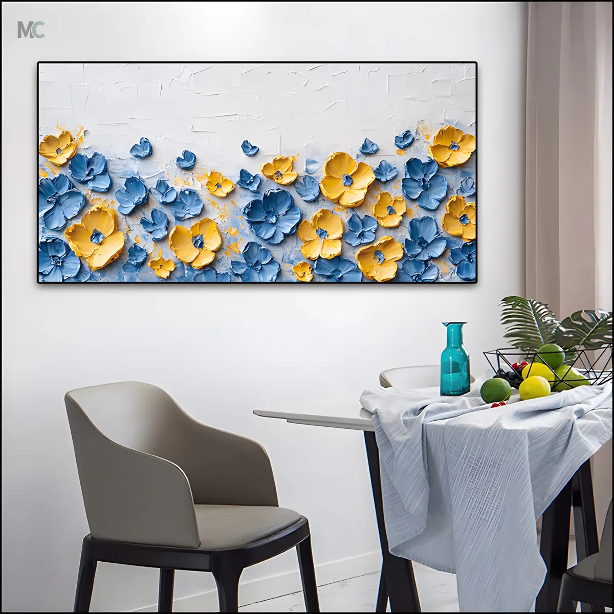 繁花 单幅 装饰画 奶油风 卧室背景墙挂画 手绘油画